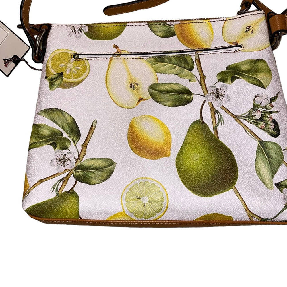 NWT Dana Buchman Lemon & Lime Crossbody Brown Strap 2 Zippered Compartments - Picture 8 of 9
